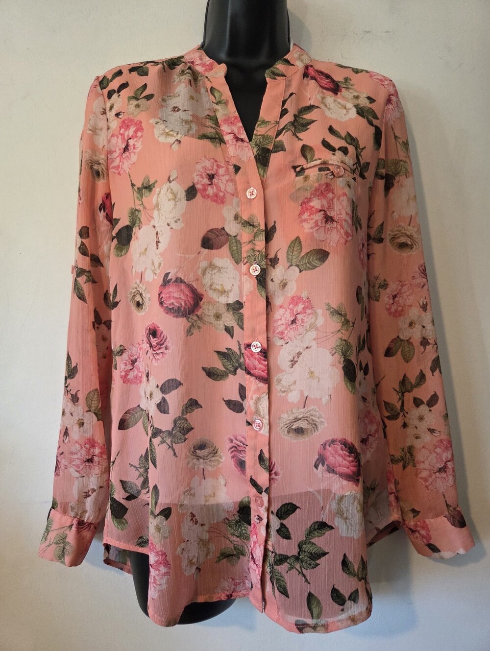 KUT from the Kloth Jasmine Chiffon Button-Up Pink Blouse